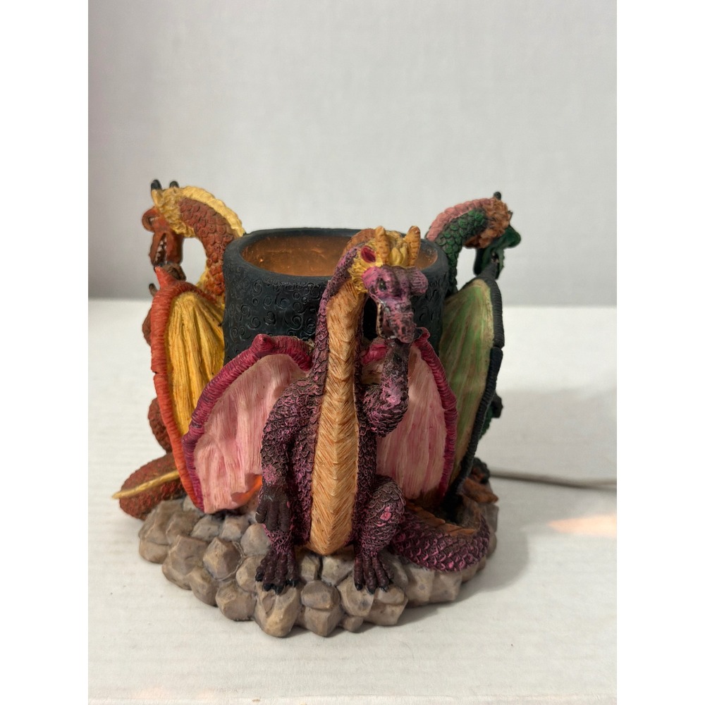 Fantasy Dragon Accent Lamp Three Guarding Dragons Resin Figurine